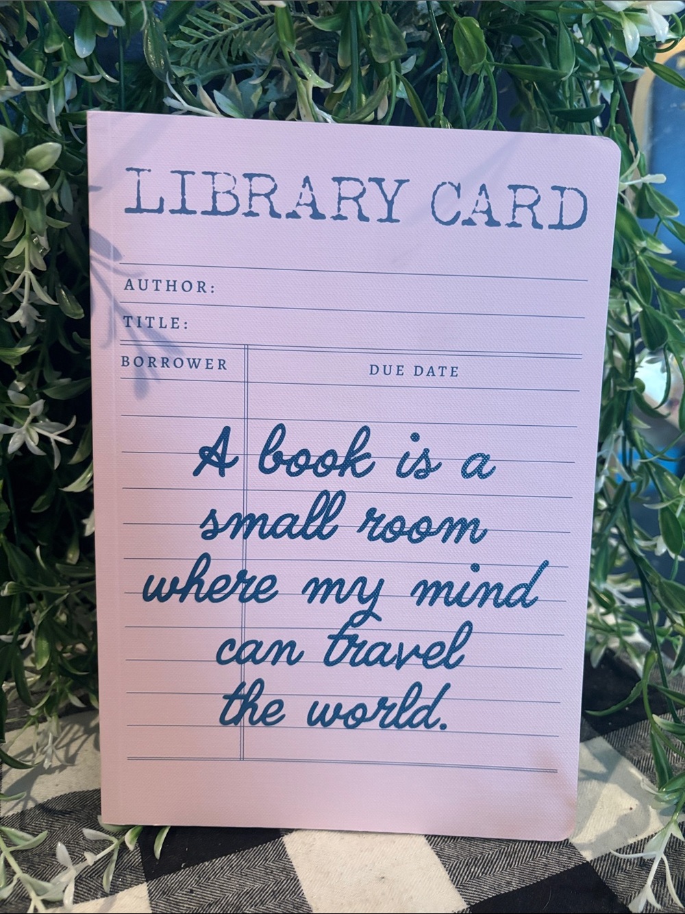 Library Card Journal - Pink "A Book Is A Small Room"
